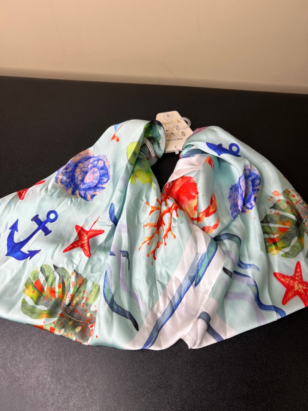Piper K | Spring/Summer Reef Sailboat Anchor Seashell Ocean Themed Scarf - Picture 3 of 5